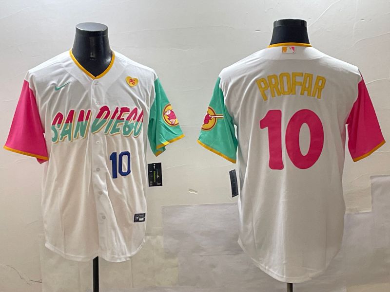 Men San Diego Padres #10 Profar White City Edition 2025 Nike MLB Jersey style 9